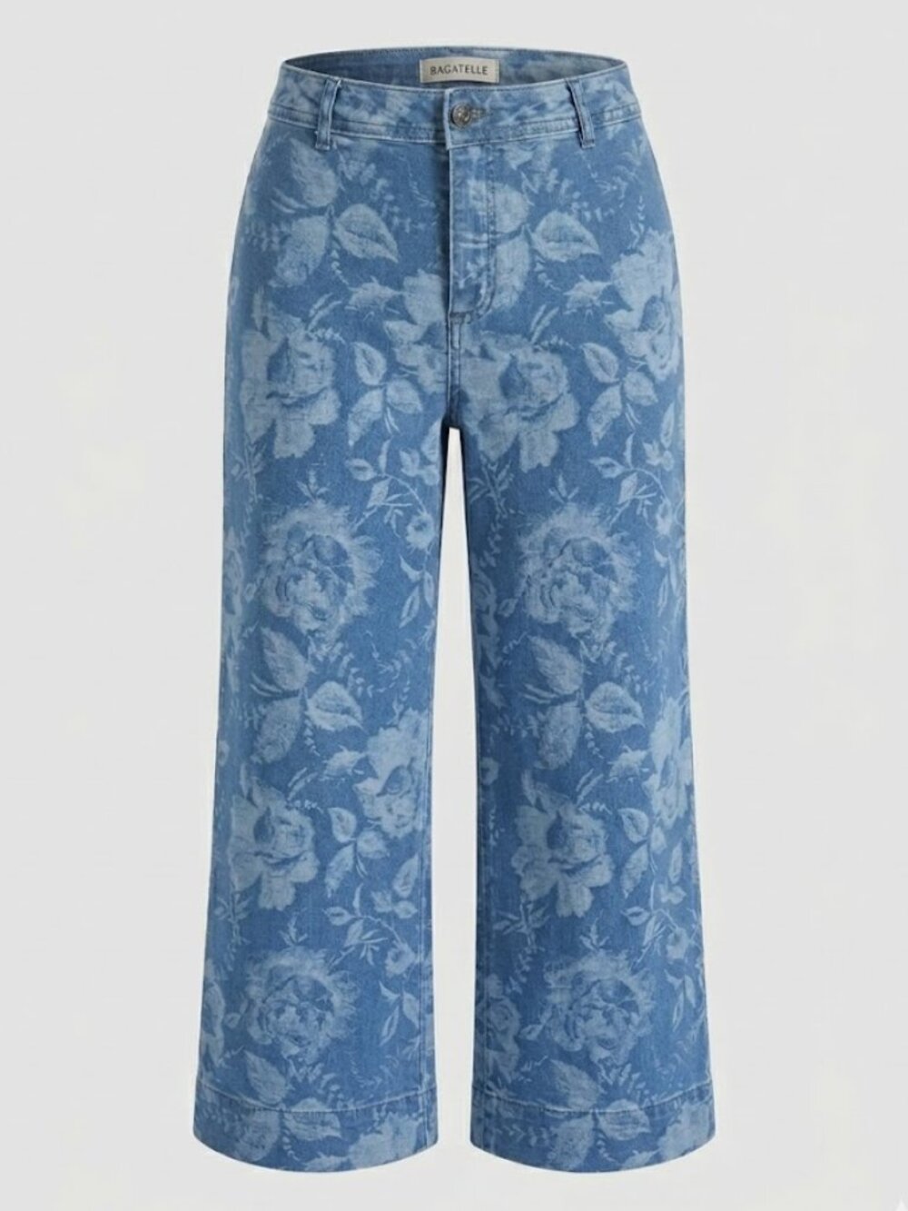 Bagatelle Collection Floral Denim Crop Wide Leg Capris - Size 28